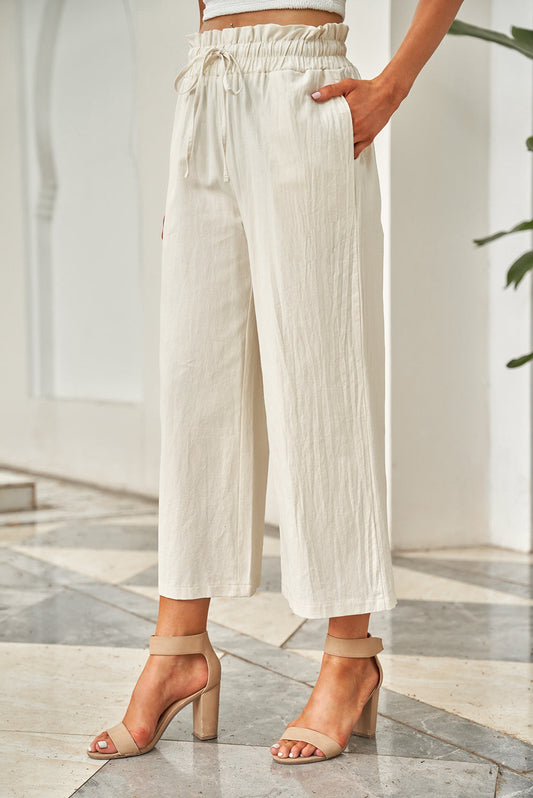 Drawstring Wide-Leg Waist Pants