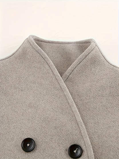 Timeless double-breasted coat with stand collar and elegant design for women