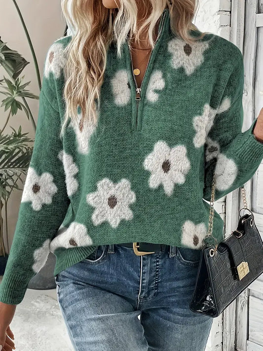 Knitted Zipper Detail Sweater