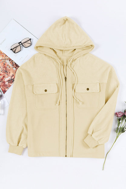 Women’s Fleece-Lined Hooded Jacket - Relaxed Fit - Zip-Up with Front Pockets