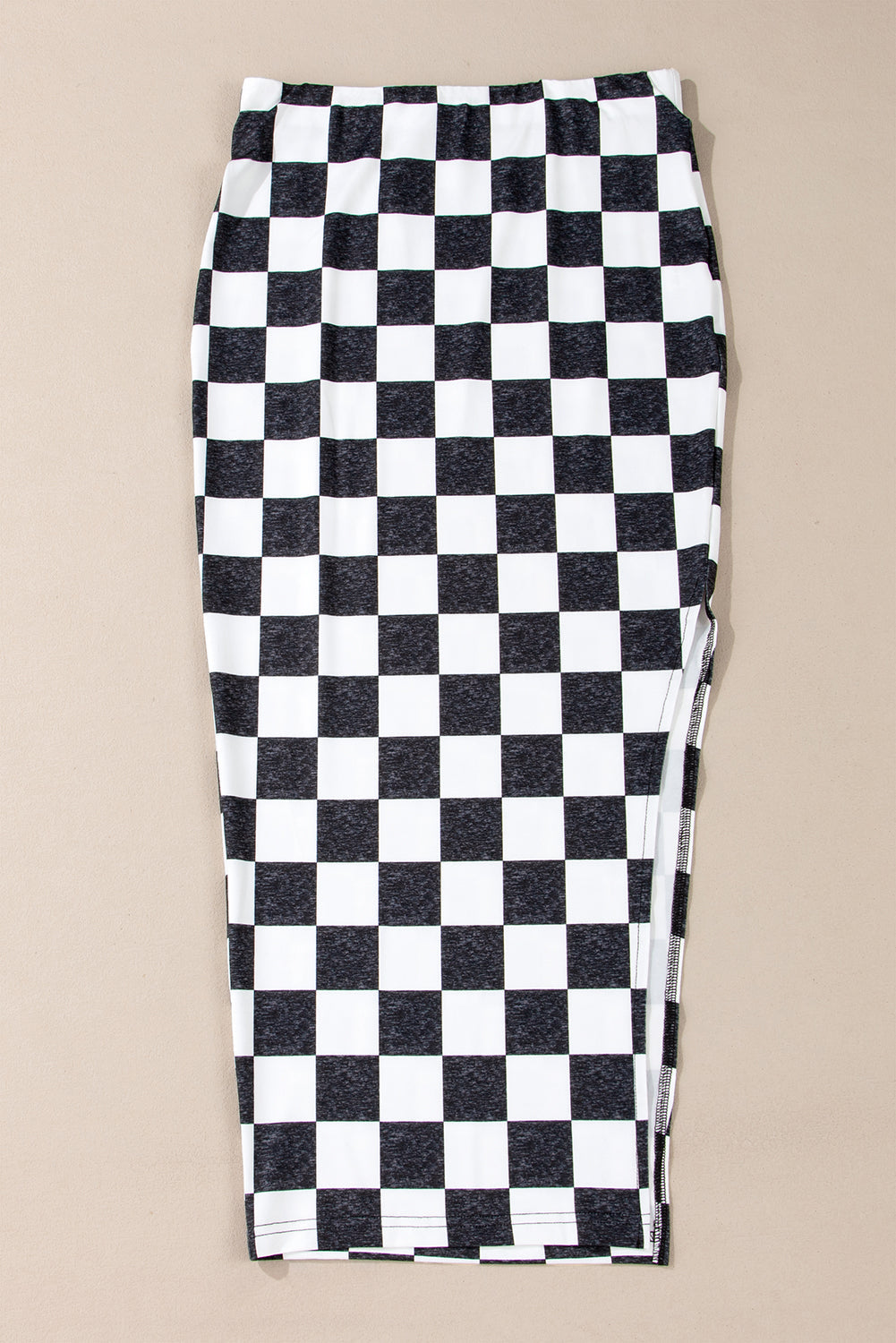Retro medium-length plaid skirt with slit for women