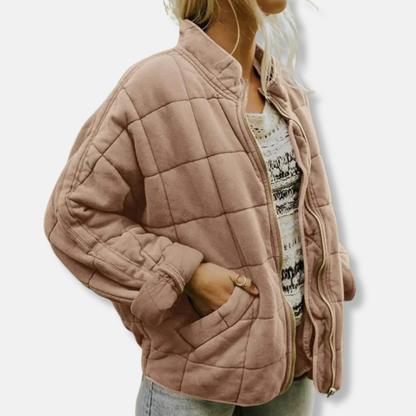 Rosie Cotton Quilted Jacket | Relaxed Fit Stand Collar Jacket