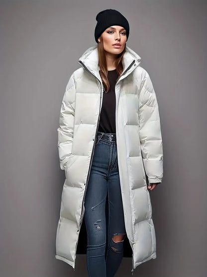 Women's mid-length down parka thick winter coat