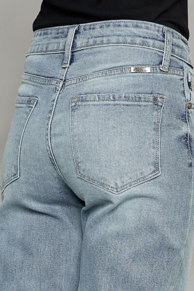 Selvanas - high waist raw hem cropped jeans