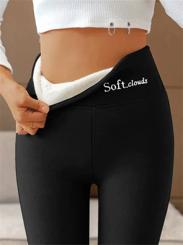 Fleece-lined slimming leggings for women