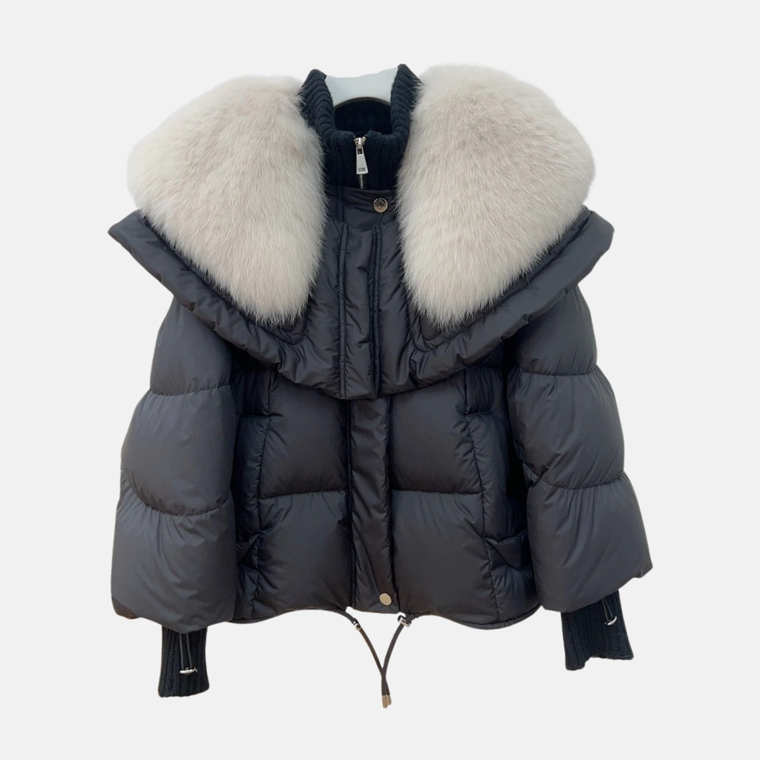 Isla Quilted Relaxed Fit Puffer Jacket | Fur Collar Hip-Length Jacket