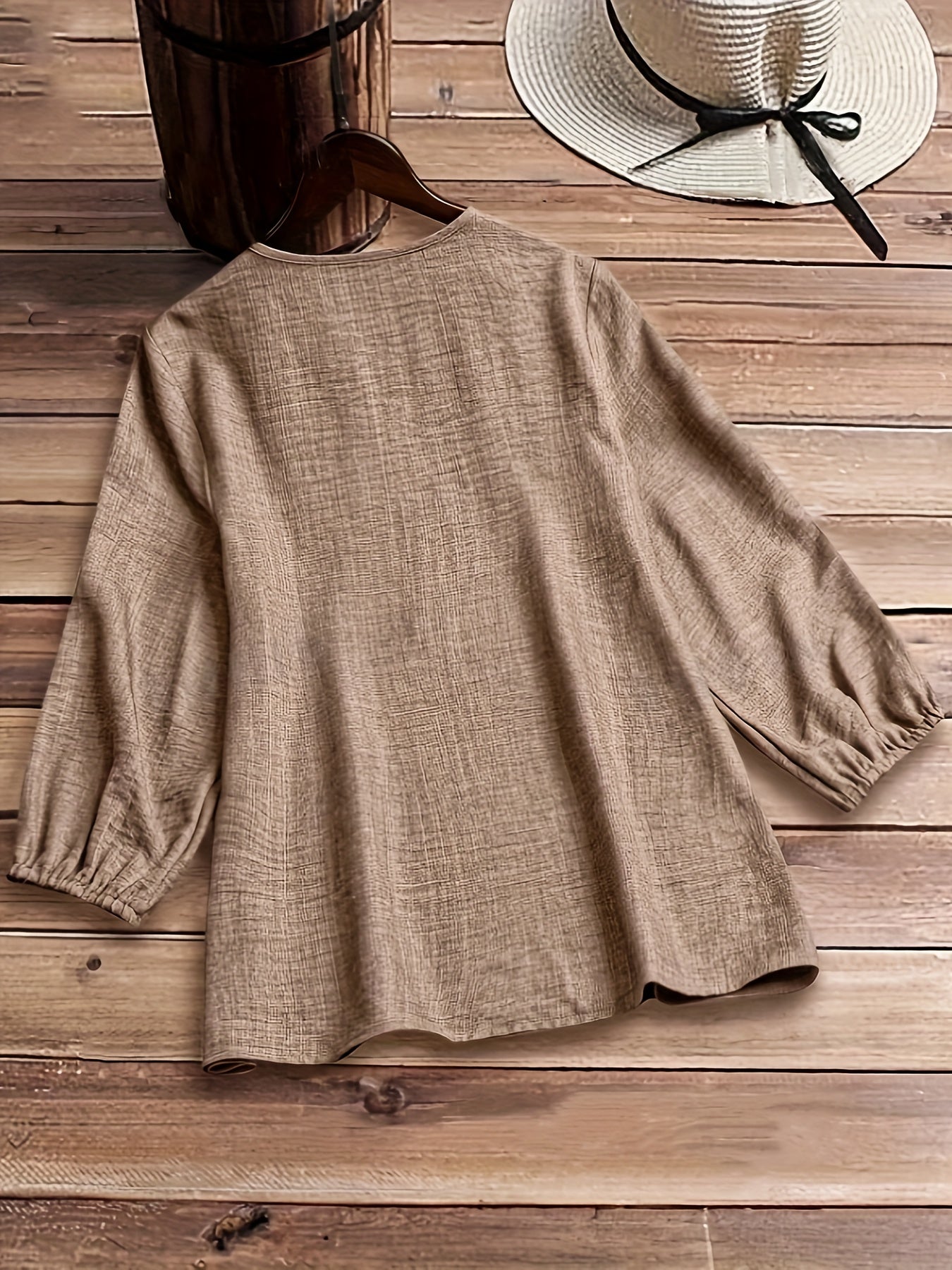 Women's Blouse - Zipper Front - Three-Quarter Sleeve - Stylish & Versatile