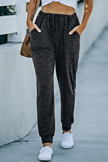 Women's leopard print joggers with pockets