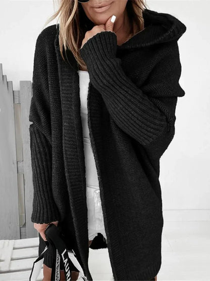 Women's midi bat-shaped hoodie sweater