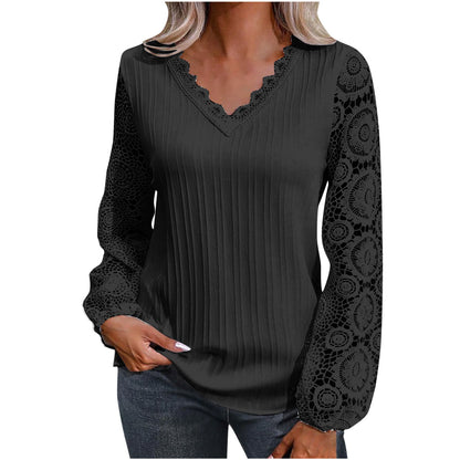 Women's v-neck lace knit top