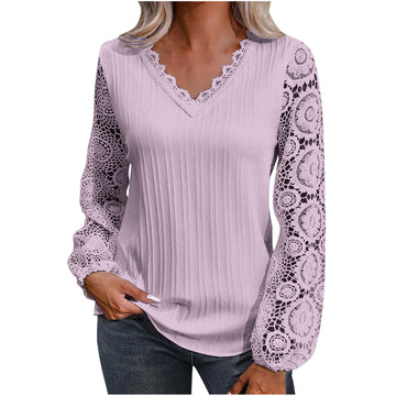 Women's v-neck lace knit top