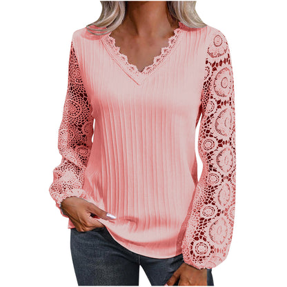 Women's v-neck lace knit top