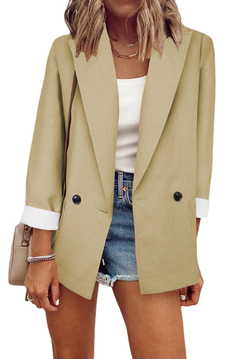 Women's winter solid color blazer jacket