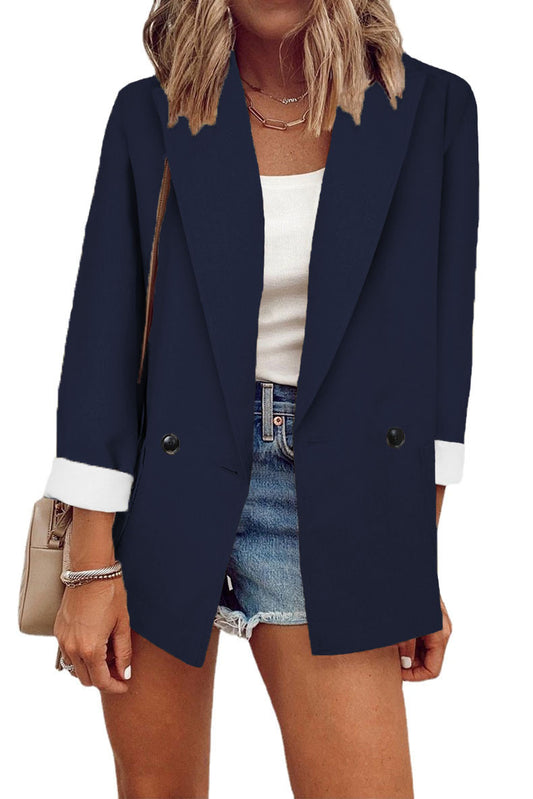 Solid Color Winter Blazer Jacket