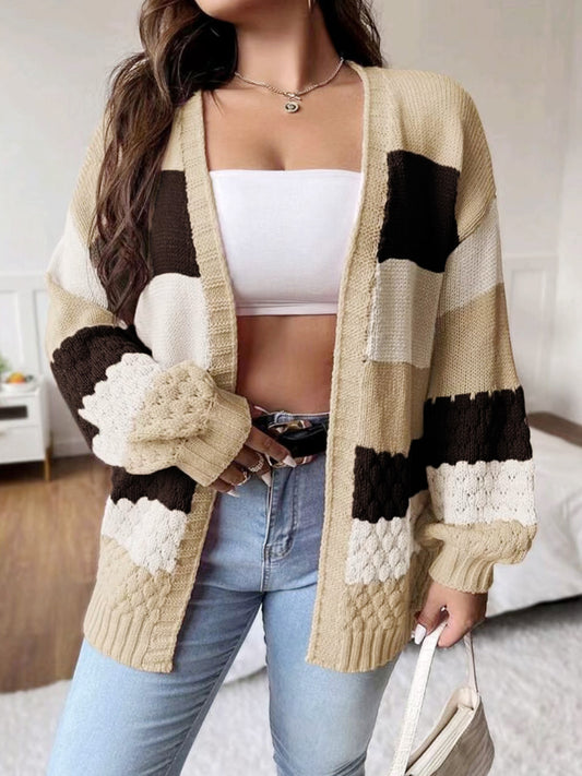 Knitted Drop Shoulder Cardigan With Sleeves