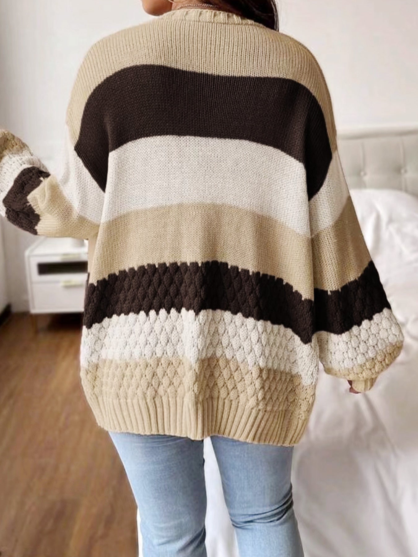 Knitted Drop Shoulder Cardigan With Sleeves