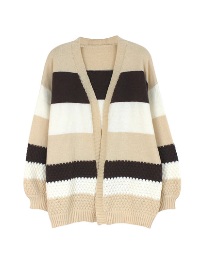 Women's knitted cardigan with drop shoulder sleeves