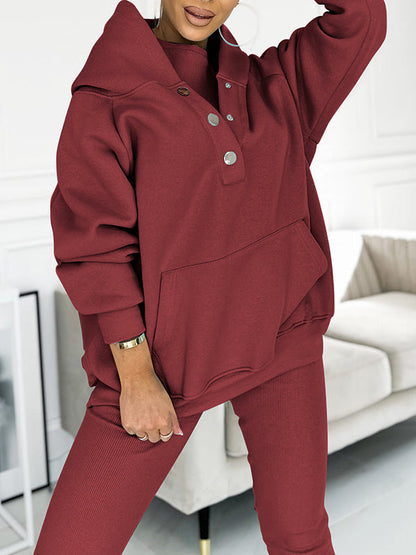 Women's athleisure hooded sweatshirt sleeveless top and leggings three-piece set