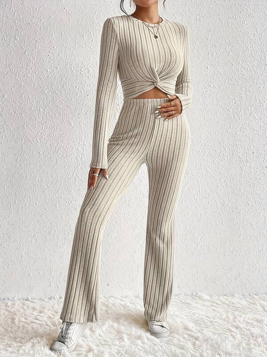 Ribbed Two-Piece High-Waist Knit Set