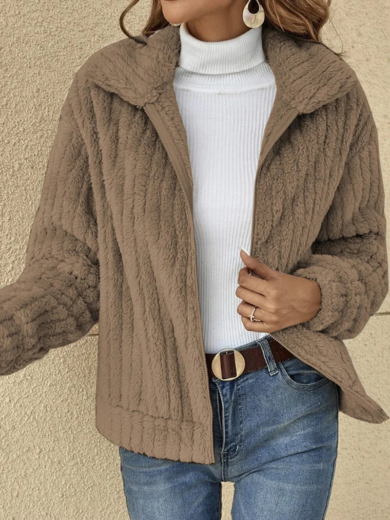 Soft Fleece Relaxed Fit Cropped Jacket 