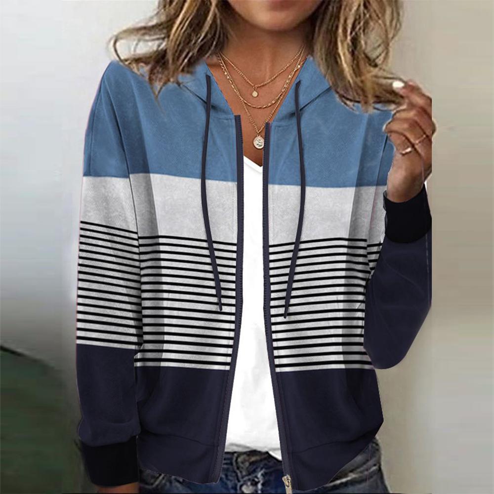 Women's winter printed hooded cardigan jacket