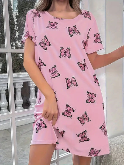 Women's Nightdress - Soft Cotton Blend - Short Sleeve - Relaxed Fit Sleepwear