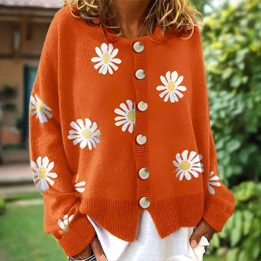 Embroidered Knit Chrysanthemum Cardigan
