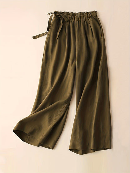 Women's high waist wide leg pants with side tie