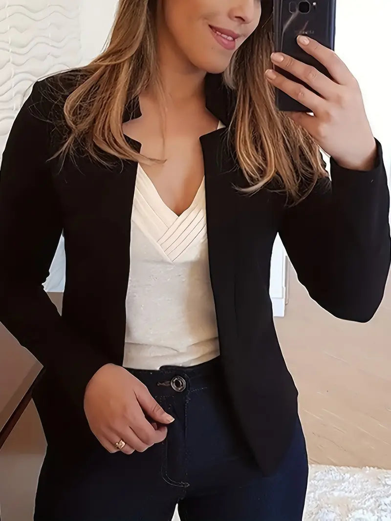 Women's elegant long-sleeved blazer for spring with open front