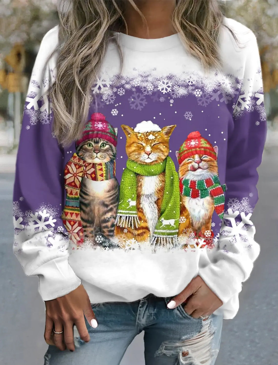 Christmas sweater with festive motif for women