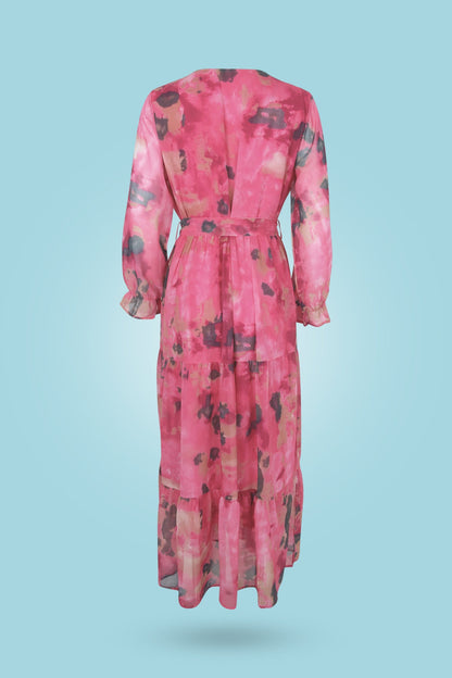 Elegant large swing dress with ruffle sleeves and fairy skirt for women