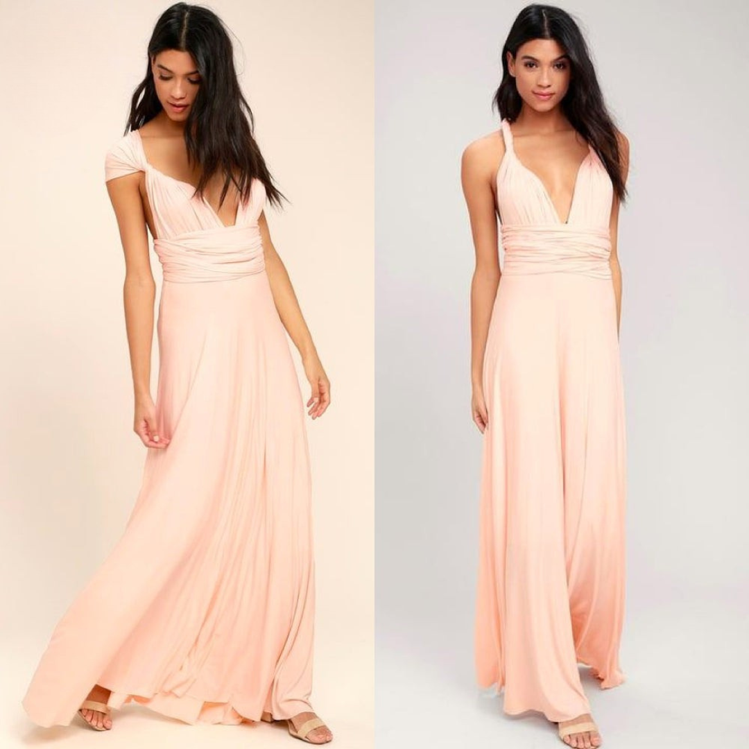 Women's Maxi Dress - Flowing A-Line Silhouette - Deep V-Neck - Open Back Tie Detail