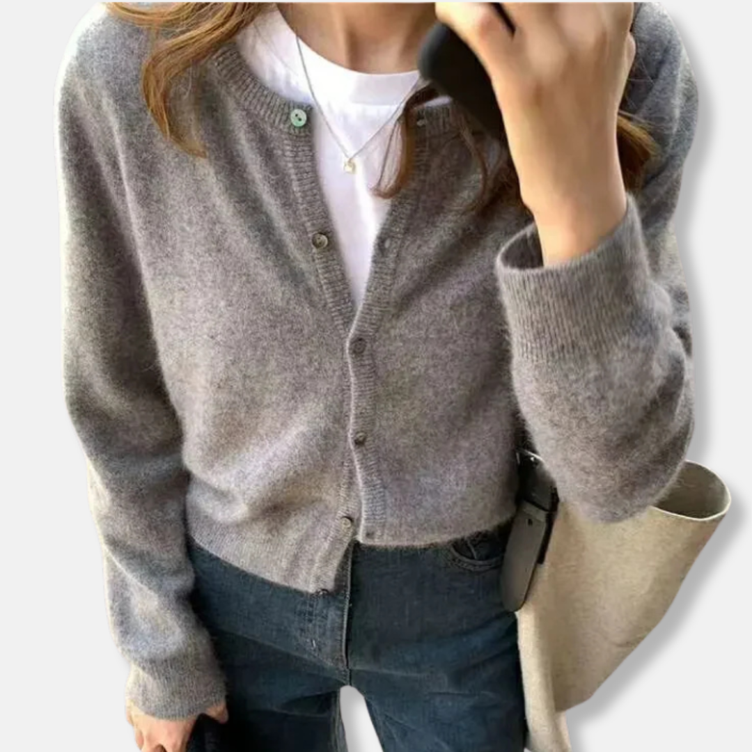 Wool Relaxed Fit Button Front Cardigan