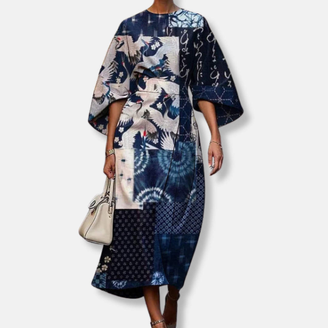 Luxury Fabric A-Line Floral Midi Dress