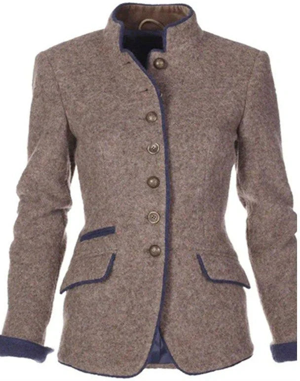 Elegant women's solid outerwear with long sleeve slim fit blazer