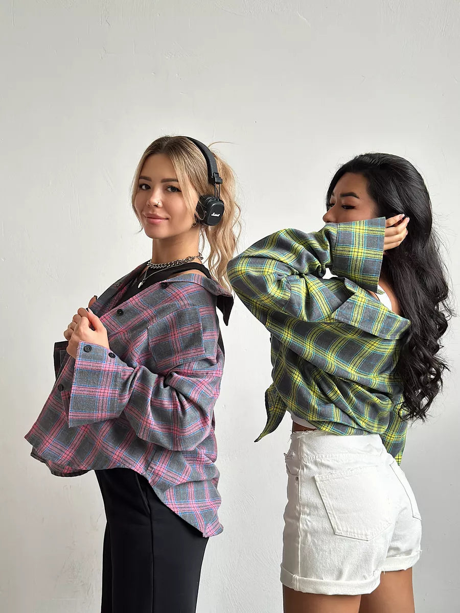 Women's elegant checked flannel shirt