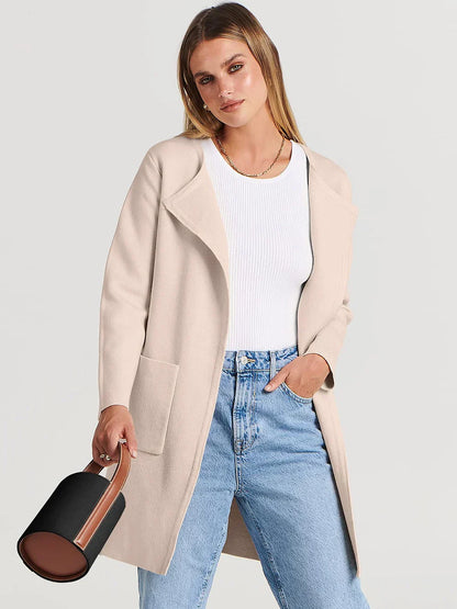 Women's versatile casual lapel midi coat