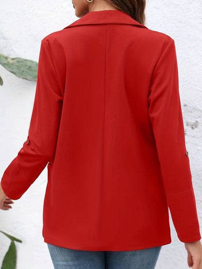 Women's casual open front blazer with lapel collar