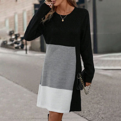 Women's stylish casual dress with colorful block design
