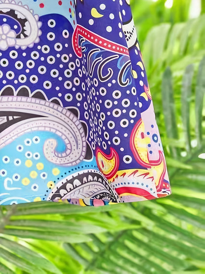Women's Bohemian Dress - V-Neck - Bell Sleeve - Flowy Lightweight Casual Wear