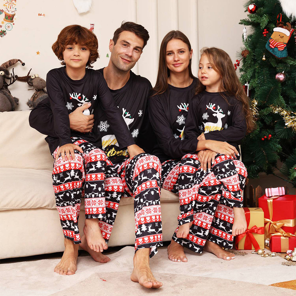 Merry Christmas family matching reindeer pajamas set