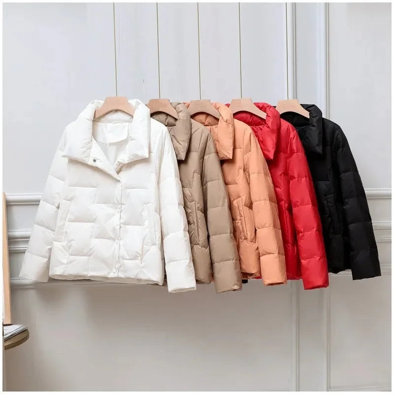 Women's padded winter jacket with lapel