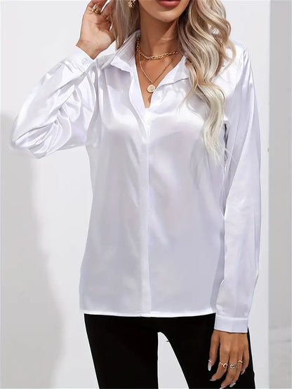 Women's button-down glossy shirt