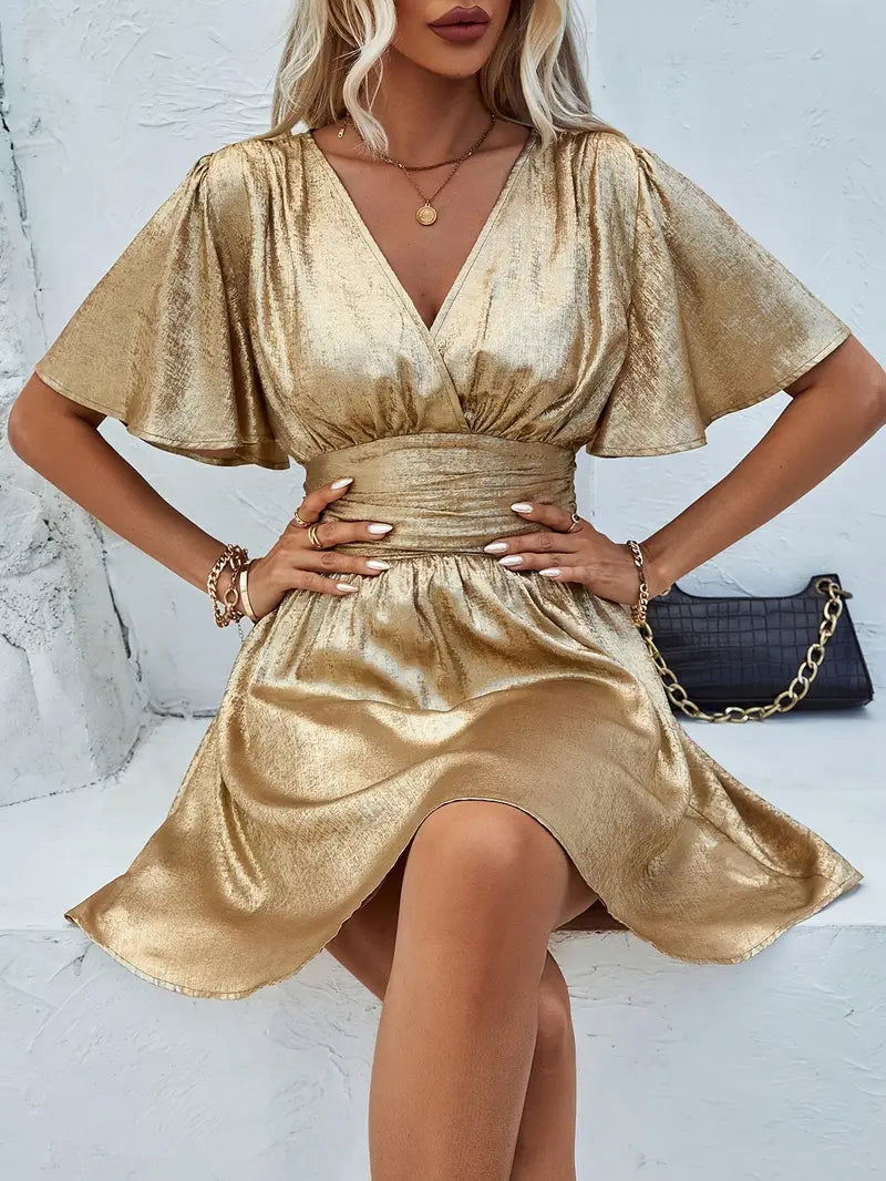Fitted Flutter Sleeve Mini Dress