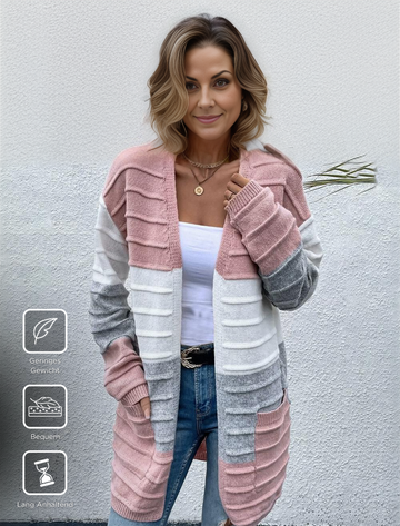 Women's color block knitted cardigan