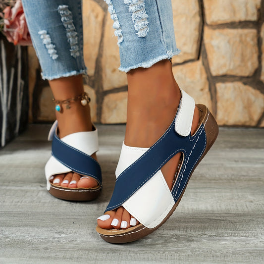 Cushioned Cross-Strap Wedge Sandals