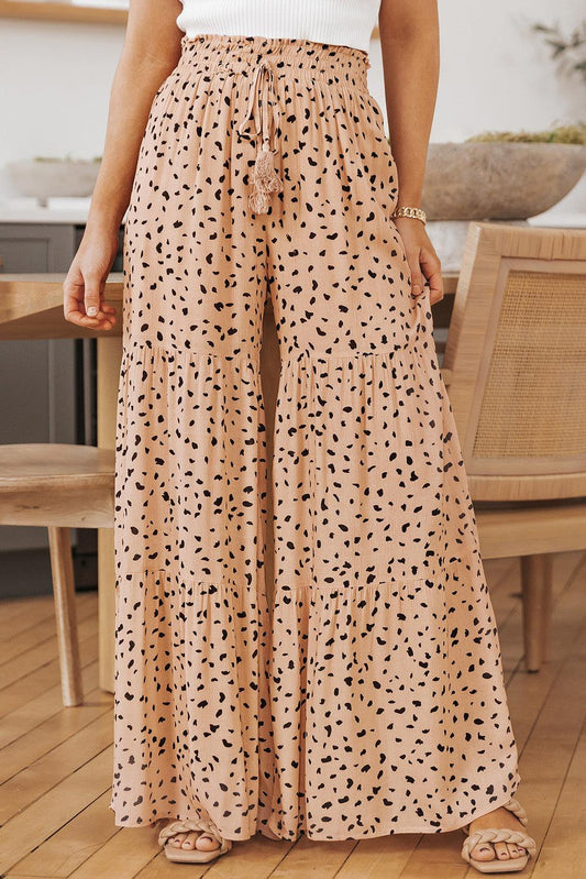 Printed Tiered Wide-Leg Pants