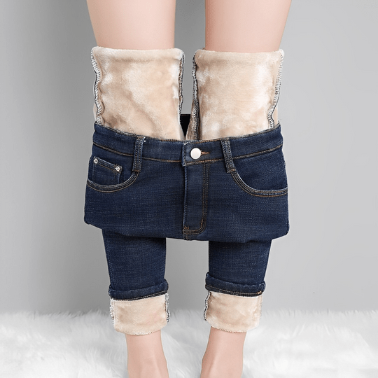 Women's korean style high waist thickened jeans