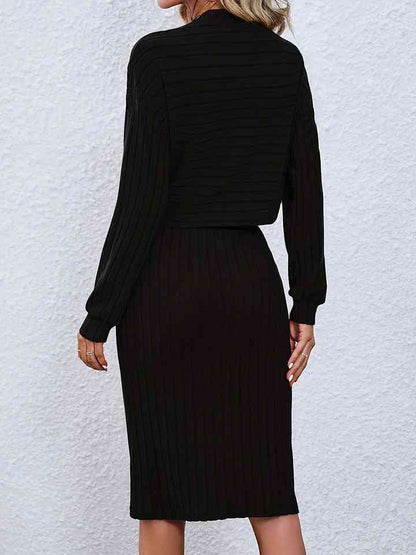 Natine - mock neck long sleeve top and pencil skirt set