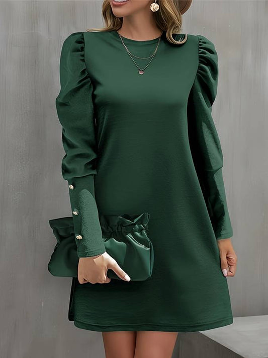 Puff Sleeve Elegant A-Line Mini Dress